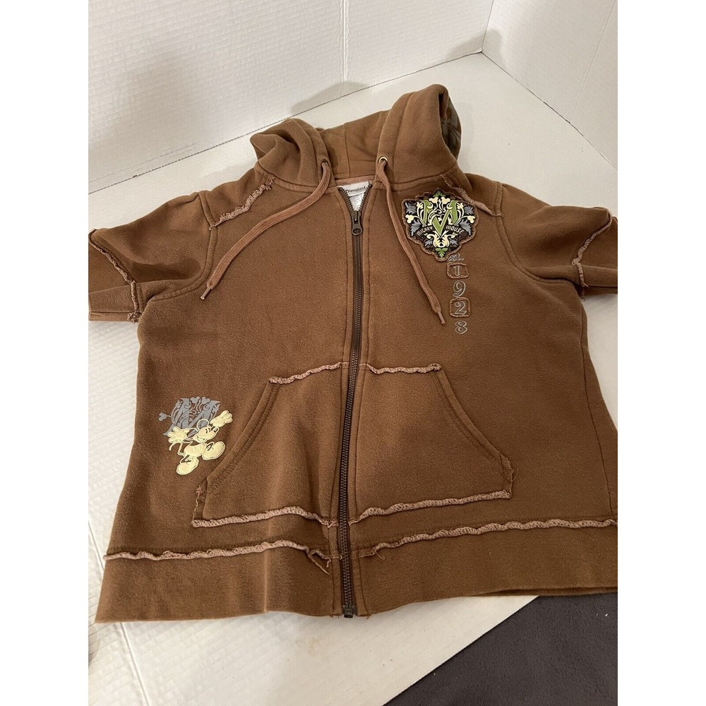 Brown Mickey Disneyland Resort Sz M Shortsleeve Hooded Zip-Up